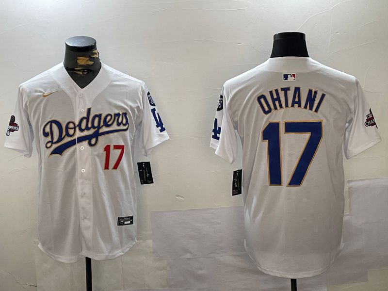 Men Los Angeles Dodgers 17 Ohtani White Game 2024 Nike MLB Jersey style 12021